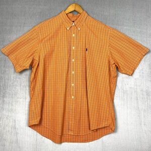 Ralph Lauren Button Down Mens XXL Plaid Blue Pony Classic Fit Short Sleeve Prep